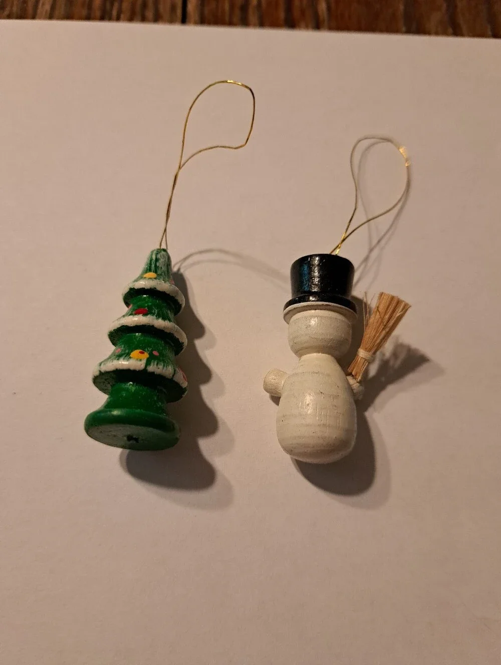 Vintage Wood Christmas Ornaments Lot 6 Hand Painted Wooden Rustic Farmhouse